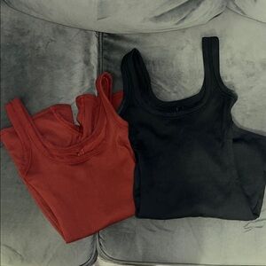 Black and burgundy Skims cotton rib onesie